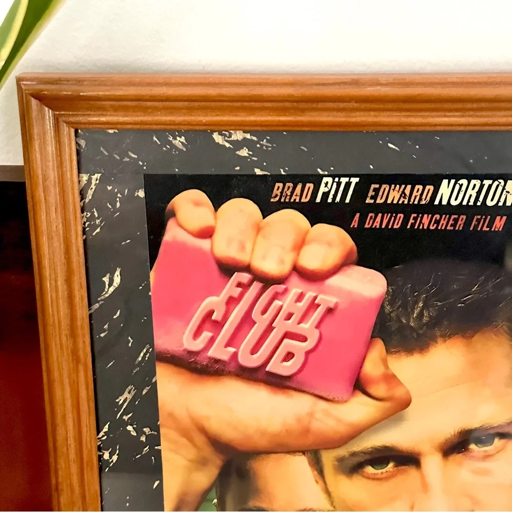 Fight Club Movie Poster Brad Pitt Edward Norton Canvas Art Print Wood Framed Art
